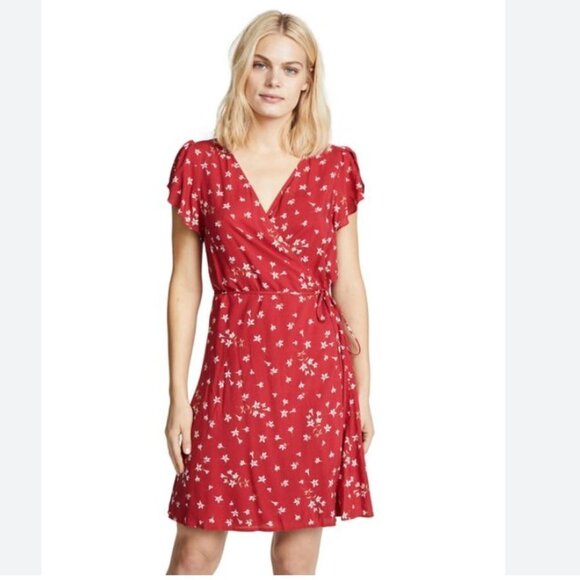 VELVET BY GRAHAM & SPENCER AMAURY RED FLORAL WRAP DRESS - XS - Picture 1 of 11